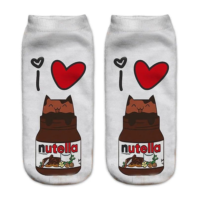 image-AnBnCn Funny Nutella 3D Printed Casual Socks - Kawaii Gift Delight