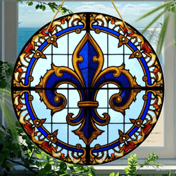image-Blue Iridescent Acrylic Sun Catcher Window Hanging Decor 20x20cm