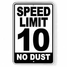 image-Vintage Decorative Metal Sign with Scrollwork - 10 MPH Warning - 8x12"