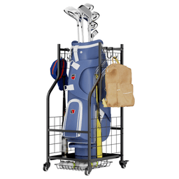 image-Golf Bag Storage Rack - Garage Organizer Steel