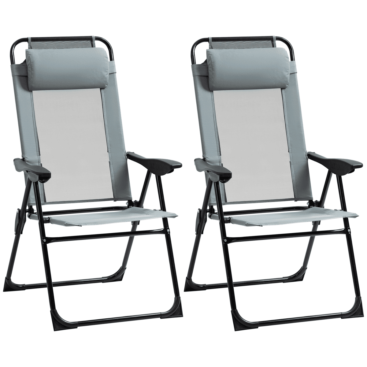 image-2 Portable Folding Recliner Outdoor Patio Chaise Lounge Chair with Backrest