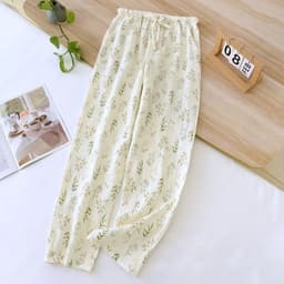 image-2025 Summer Ladies Short-sleeved Shorts Pajamas Set 100% Cotton Crepe Cloth Thin Home Service Two-piece Spring And Autumn Loose