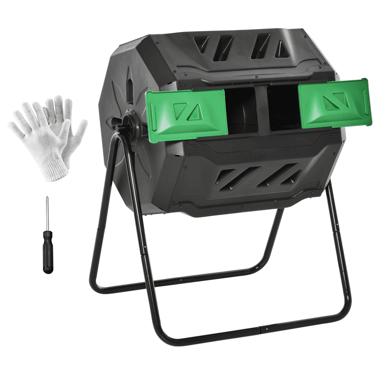 image-Tumbling Compost Bin Dual Chamber 360 Rotating Composter 160L