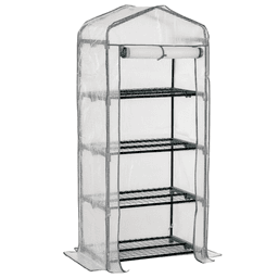 image-4 Tiers Mini Portable Greenhouse Plant Grow Shed Metal Frame