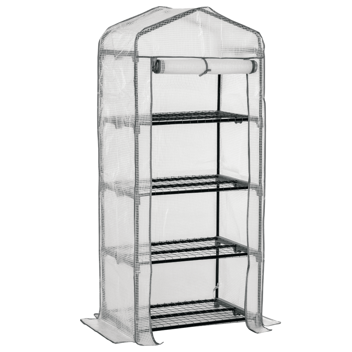 image-4 Tiers Mini Portable Greenhouse Plant Grow Shed Metal Frame