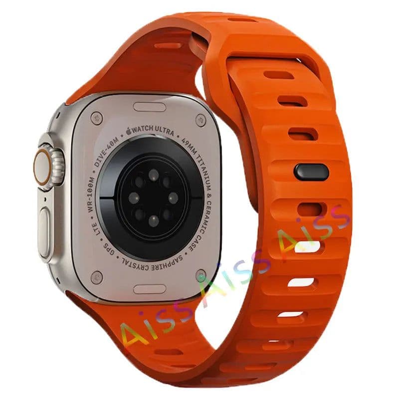 image-Aiss Waterproof Silicone Strap for Apple Watch Ultra & iWatch - Durable 49mm-38mm