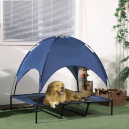 image-Dog Cot Cooling Pet Bed - Dark Blue/Black XL Size 48"L