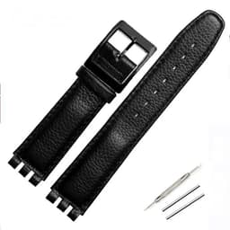 image-17mm Leather Watch Strap - Durable Cowhide Band with Metal Buckle