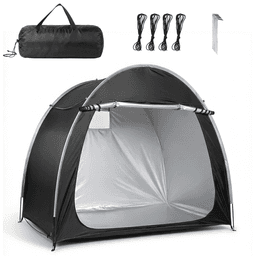 image-Arc Bicycle Storage Shed - 6.8x4.9FT Black, 210D Oxford, Fiberglass, Double Doors
