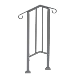 image-Handrails for Outdoor Steps, Iron Handrail Fits 1 Step, Transitional Handrail with Installation Kit, Silver