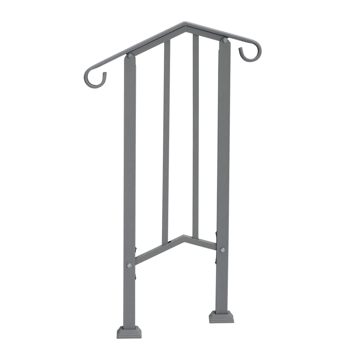 image-Handrails for Outdoor Steps, Iron Handrail Fits 1 Step, Transitional Handrail with Installation Kit, Silver