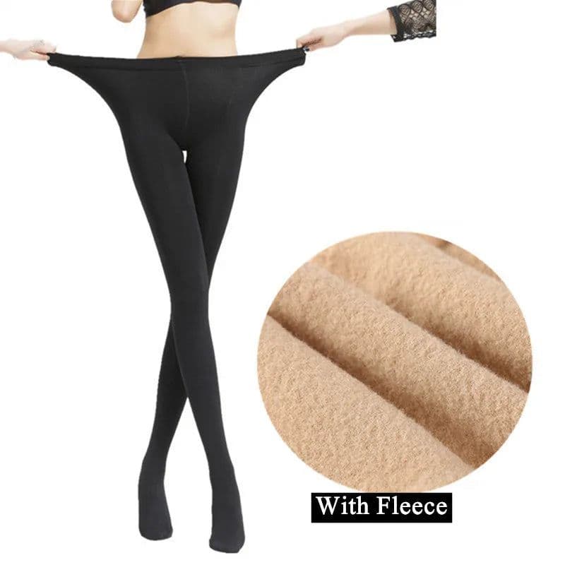 image-DOIAESKV 120D Fleece Tights - Warm & Stretchy Plus Size for Autumn Winter