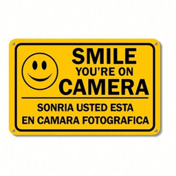 image-Bilingual Home Security Camera Sign - Metal Property Warning - 8"x12"