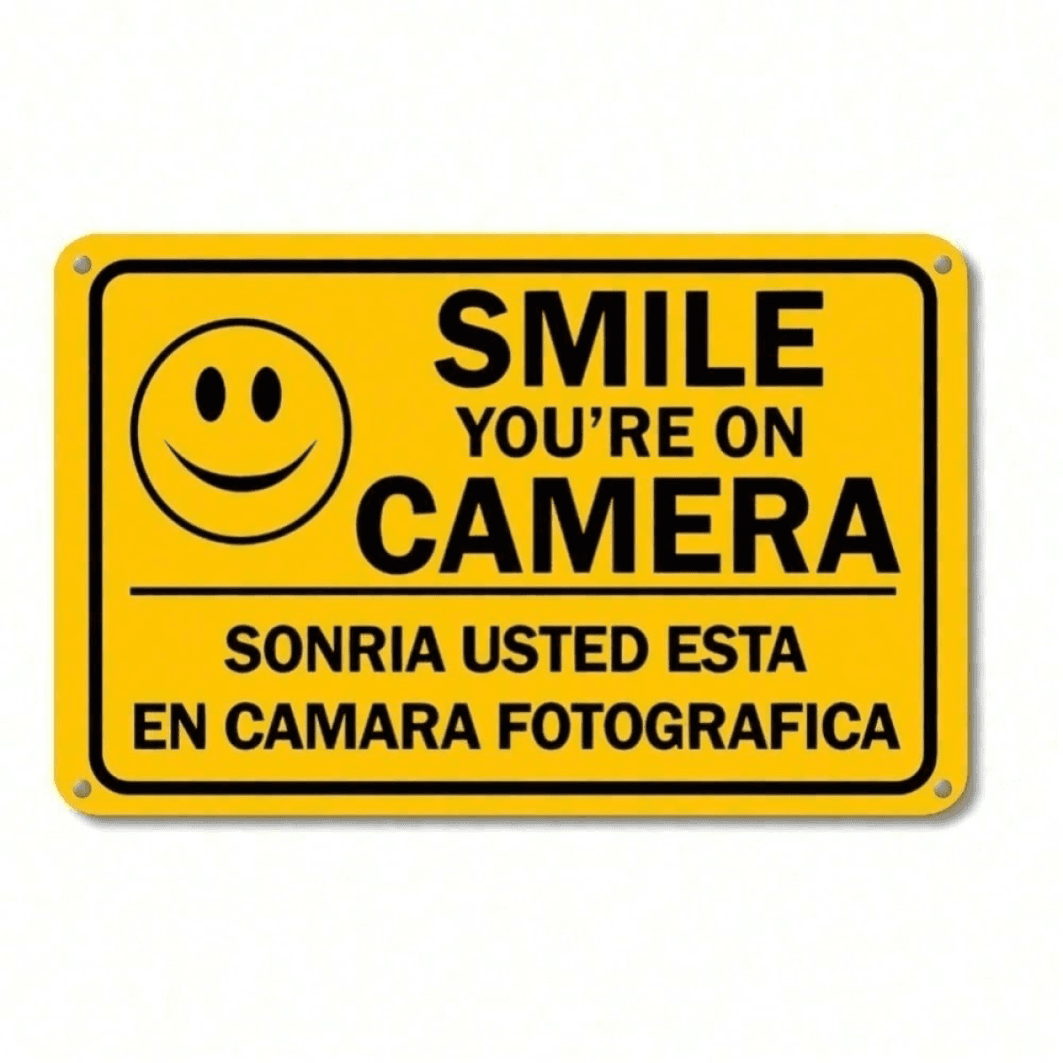 image-Bilingual Home Security Camera Sign - Metal Property Warning - 8"x12"