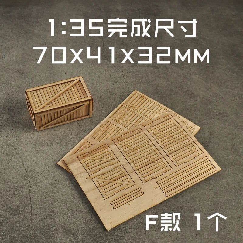 image-1:35 Wooden Box/Tray Model Kit for Diorama Assembly - Detailed Layouts