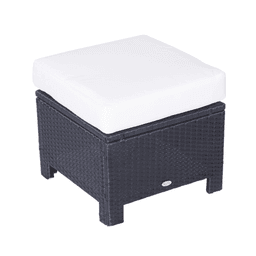 image-Rattan Footstool Wicker Ottoman with Padded Seat Cushion Furniture 50x50x35 cm
