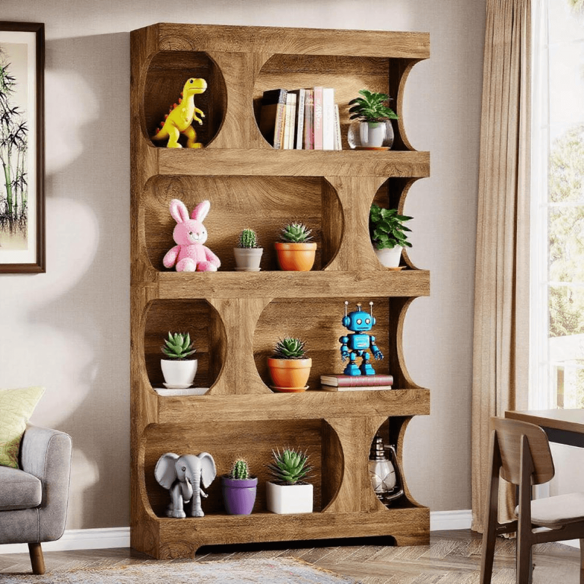 image-Shelf 4-Tier Bookcase - Black 71.3" H Modern