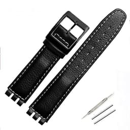 image-17mm Leather Watch Strap - Durable Cowhide Band with Metal Buckle