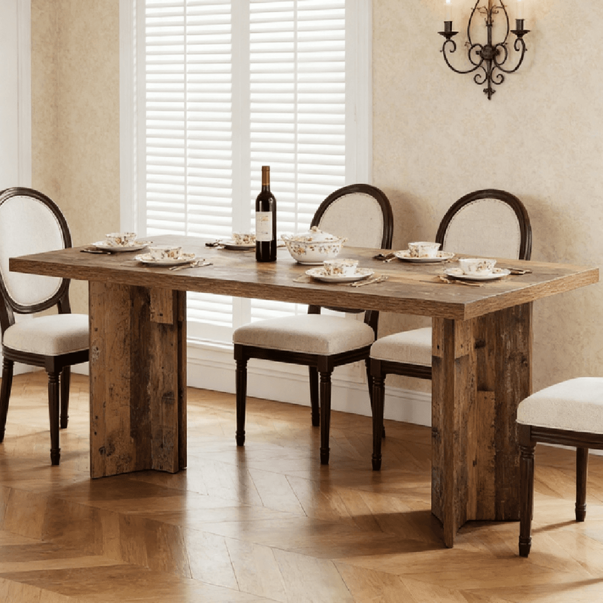 image-Vintage Walnut Dining Table - 63"W x 31.5"D x 30"H