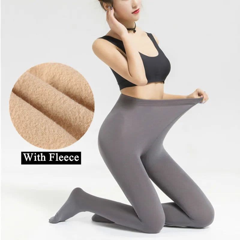 image-DOIAESKV 120D Fleece Tights - Warm & Stretchy Plus Size for Autumn Winter