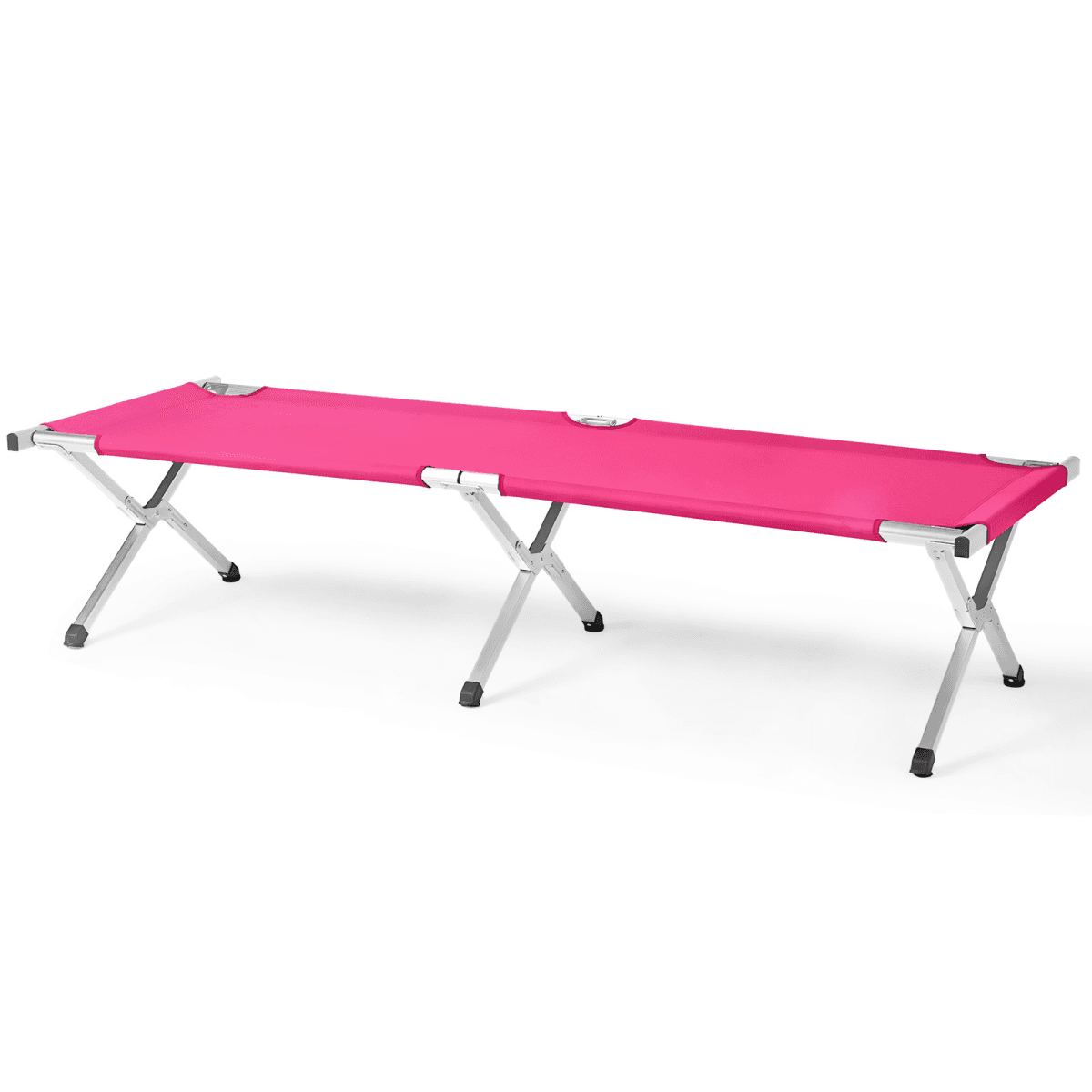 image-Folding Camping Cot with Bag - Army Pink 74.8" Durable