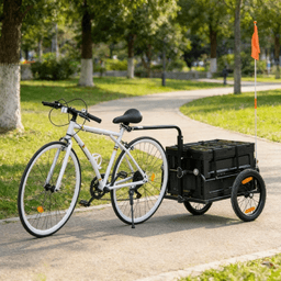 image-Bicycle Cart - Black, 17.25 Gallon Cargo, Reflective, Foldable