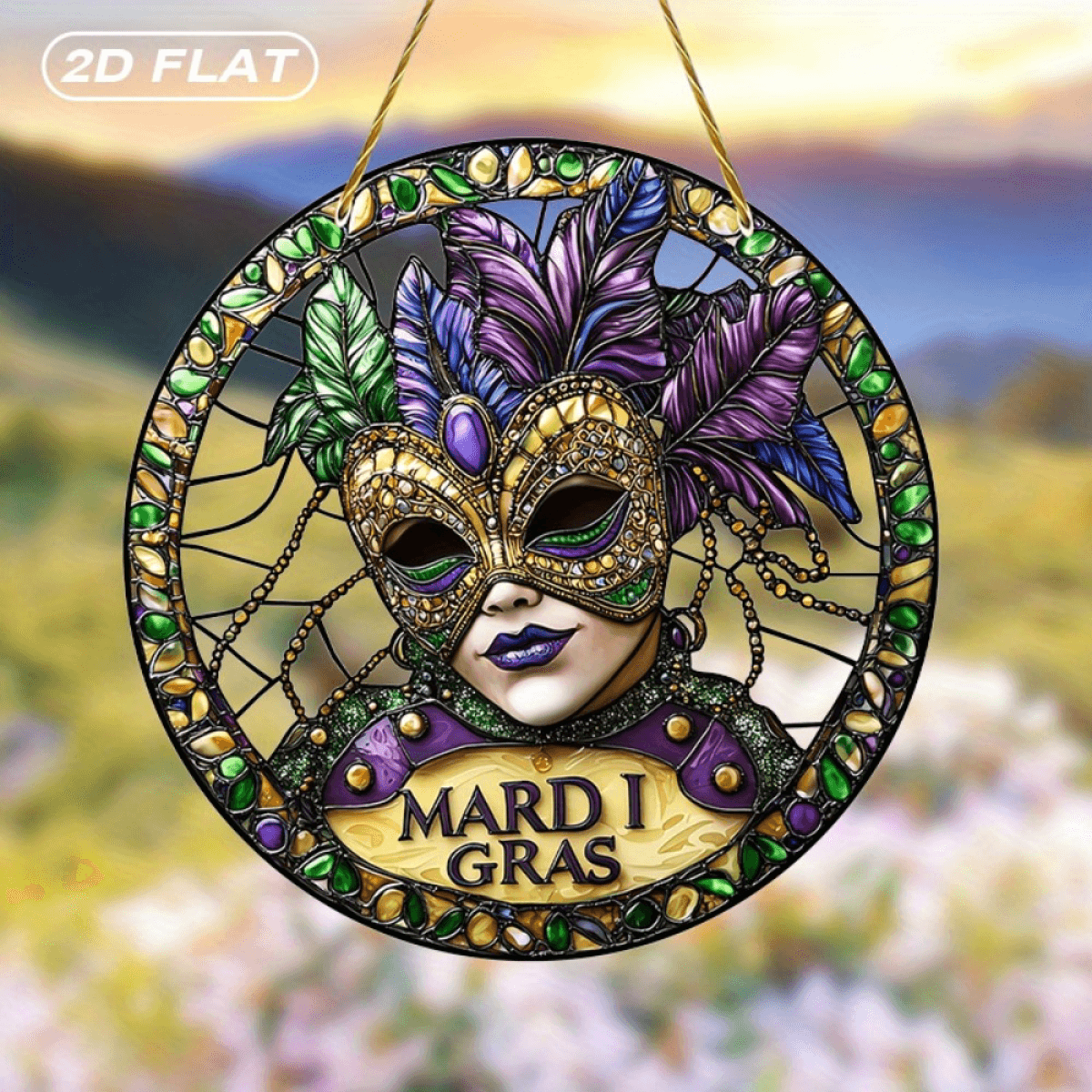 image-Colorful Suncatcher Acrylic Mask 20cm - Garden Decor Gift