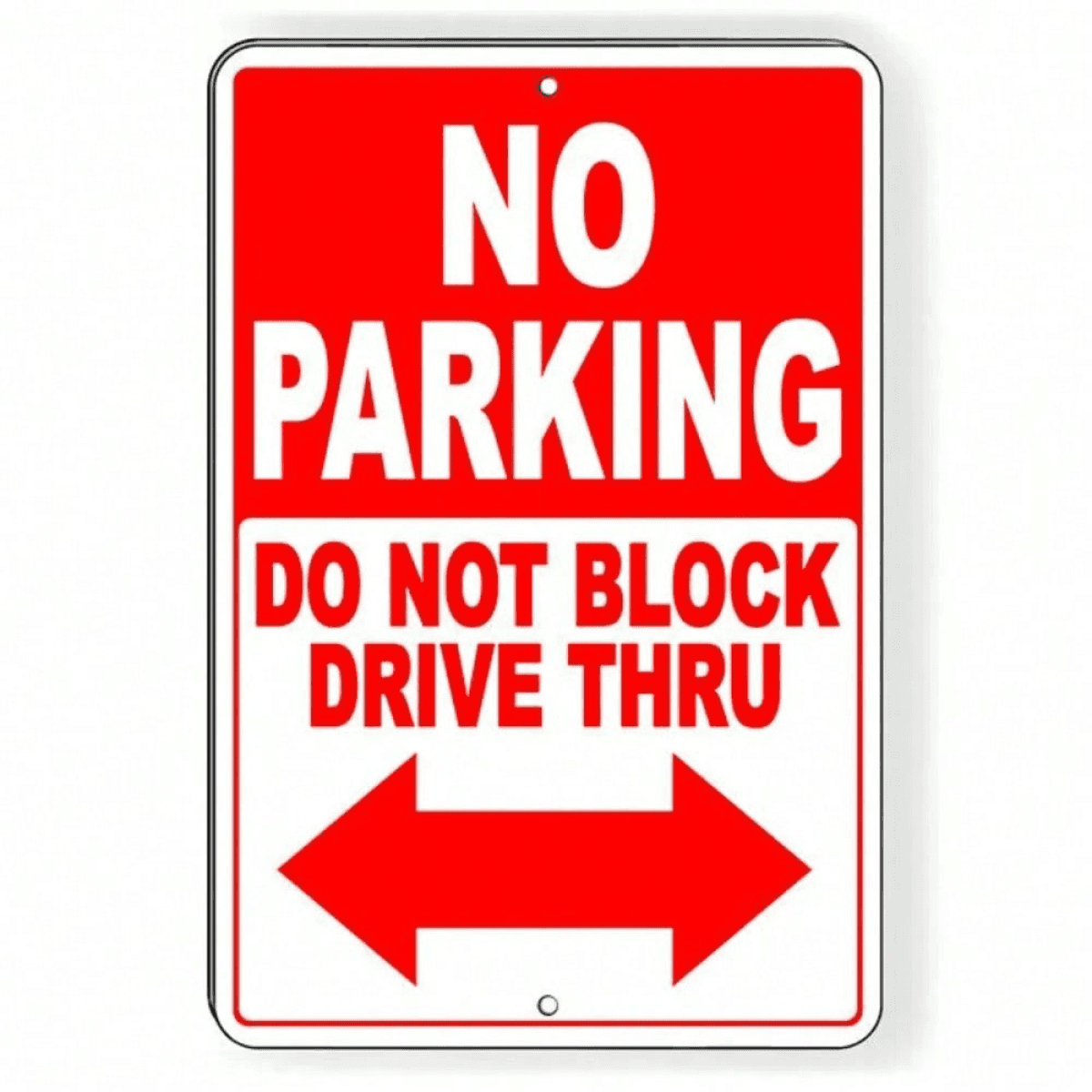 image-No Parking Driveway Sign - Double Arrow Metal - Weatherproof - 8x12"
