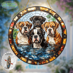 image-Acrylic Boxer Wall Art Stained Glass Style Pet Decor 20cm x 20cm