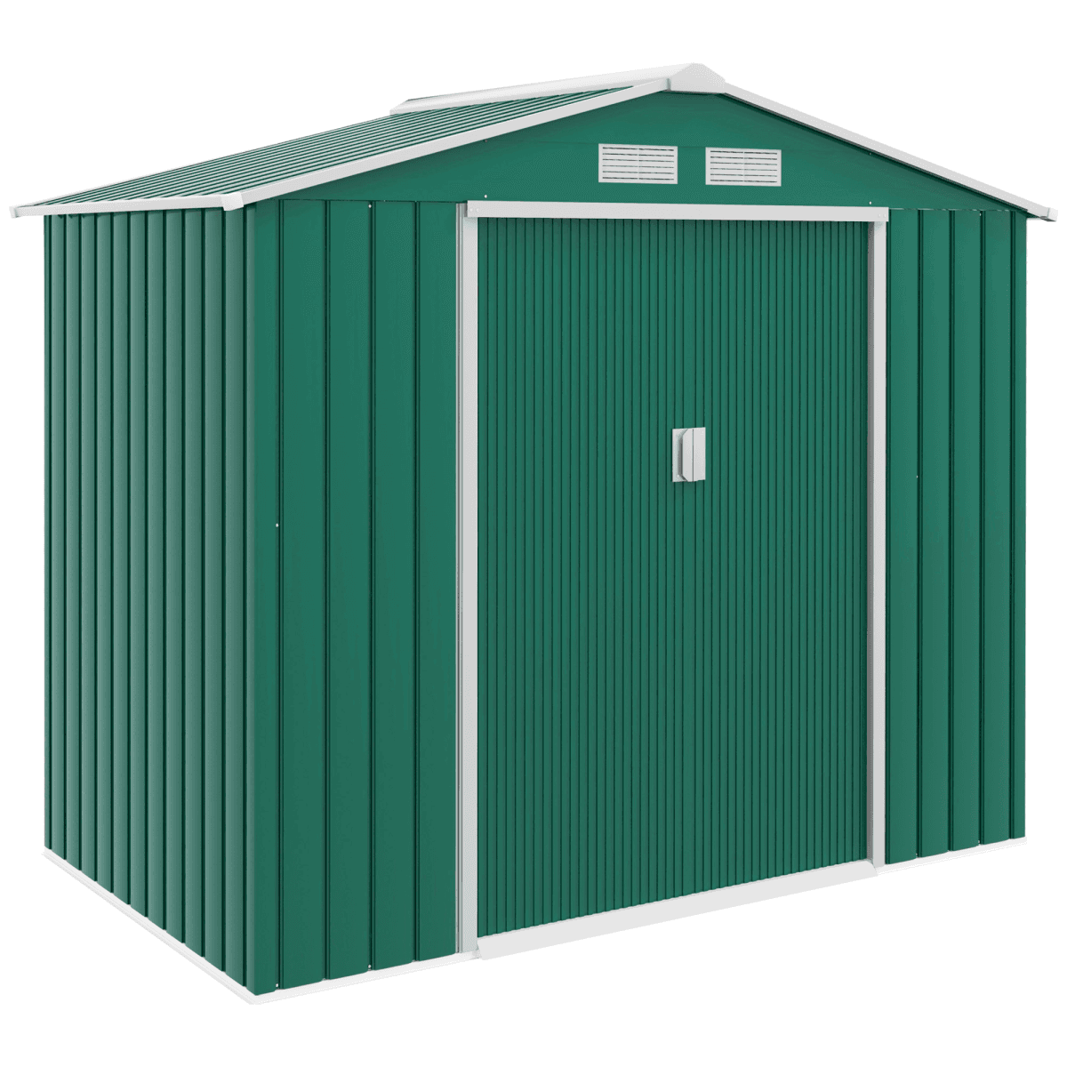 image-Outsunny Galvanised Steel Garden Shed - Green 213x130cm