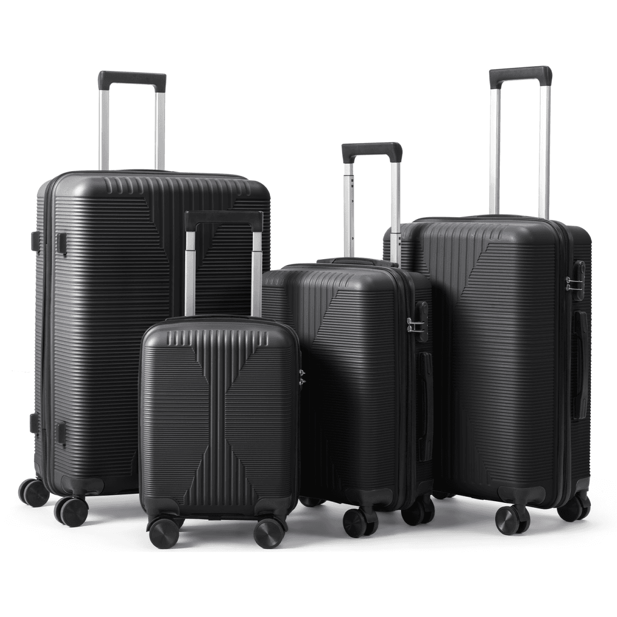 image-4-Piece Luggage Set PP Spinner Suitcase Black