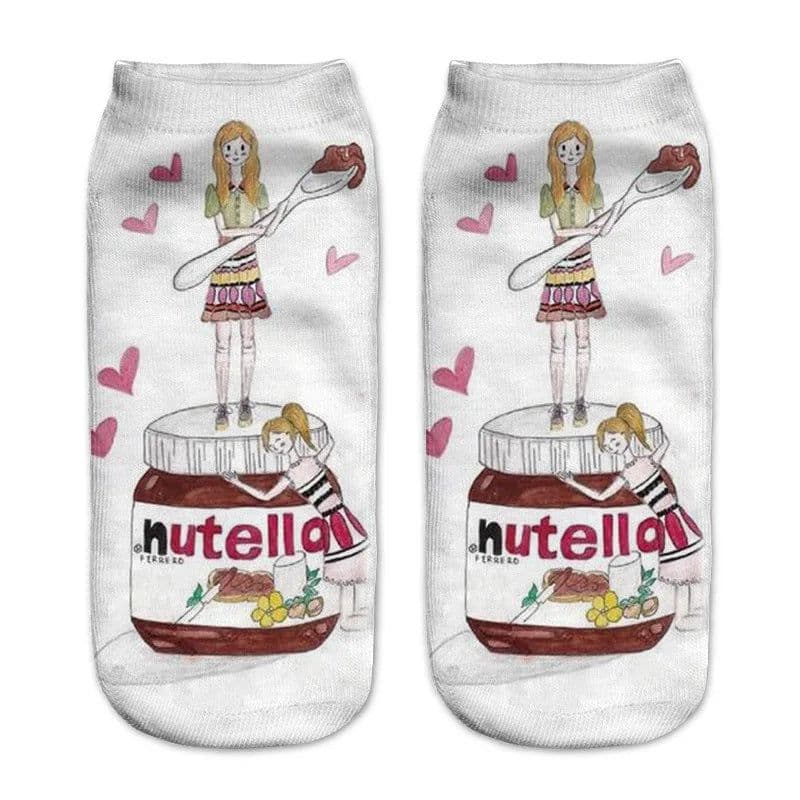 image-AnBnCn Funny Nutella 3D Printed Casual Socks - Kawaii Gift Delight
