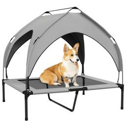 image-PawHut Cooling Raised Dog Bed w/ Breathable Mesh, for Mini, S Dogs - Dark Blue