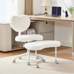 image-Artificial rabbit hair Meditation Chair Plus, Cross Legged Chair with Wheels, ADHD Chair, Criss Cross Desk Chair with Lumbar Support and Adjustable Stool, Flexible Design for Fidgety Sitters, Beige