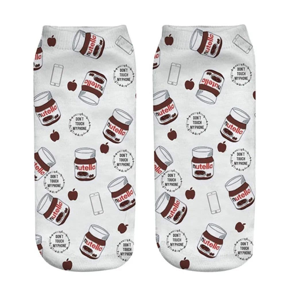 image-AnBnCn Funny Nutella 3D Printed Casual Socks - Kawaii Gift Delight
