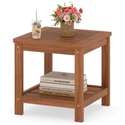 image-Wooden Side Table 2-Tier 18" Natural - Easy Assembly