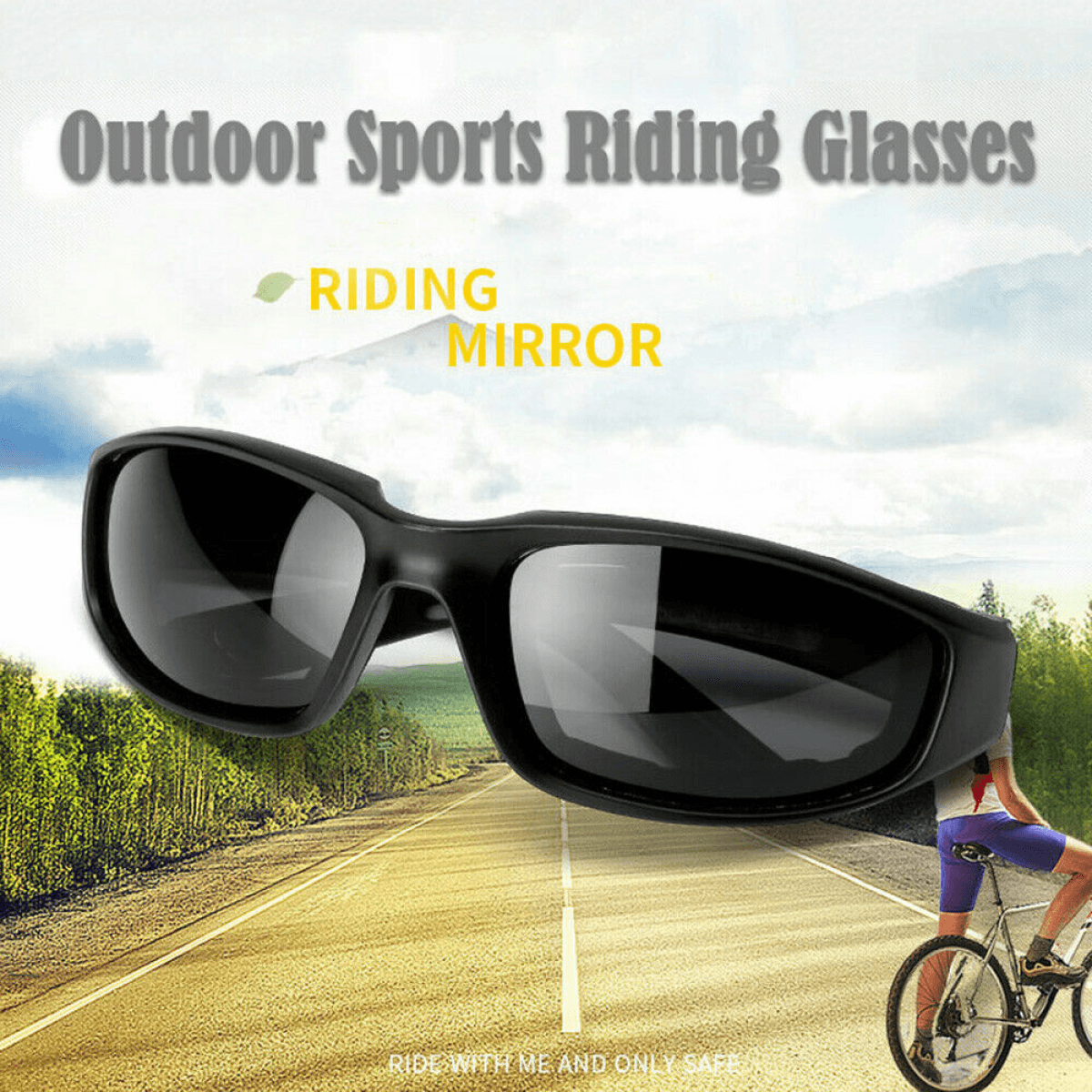 image-Motorcycle Sports Goggles - Grey Riding Glasses Wind Resistant Eye Protection Cycling Sunglasses
