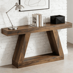 image-Farmhouse Console Table 55" Storage Wood
