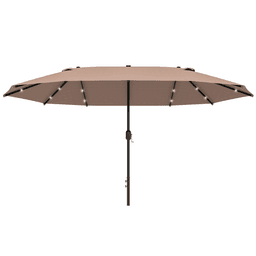 image-Garden Parasol 4.4m Double-Sided Sun Umbrella Patio Sun Shade LED Solar Light