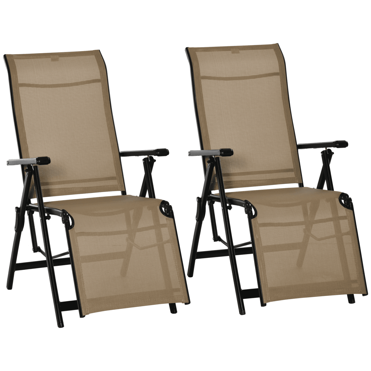 image-2 Sun Lounger Folding Reclining Lounge Chairs 10 Back & Leg Positions