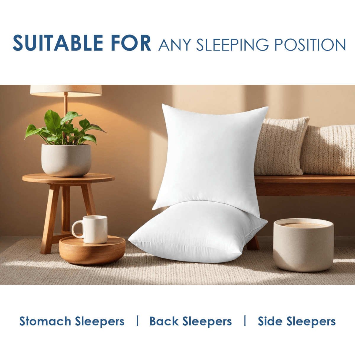 image-Premium White Pillow Inserts - 2 18"x18" Square Designer Set