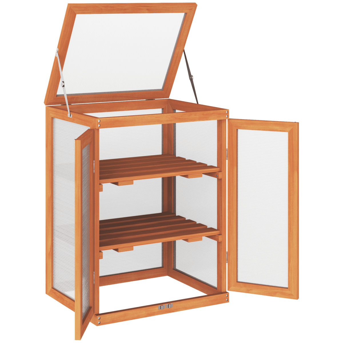 image-3-tier Wooden Cold Frame Grow House Garden Greenhouse Planting Storage Shelves