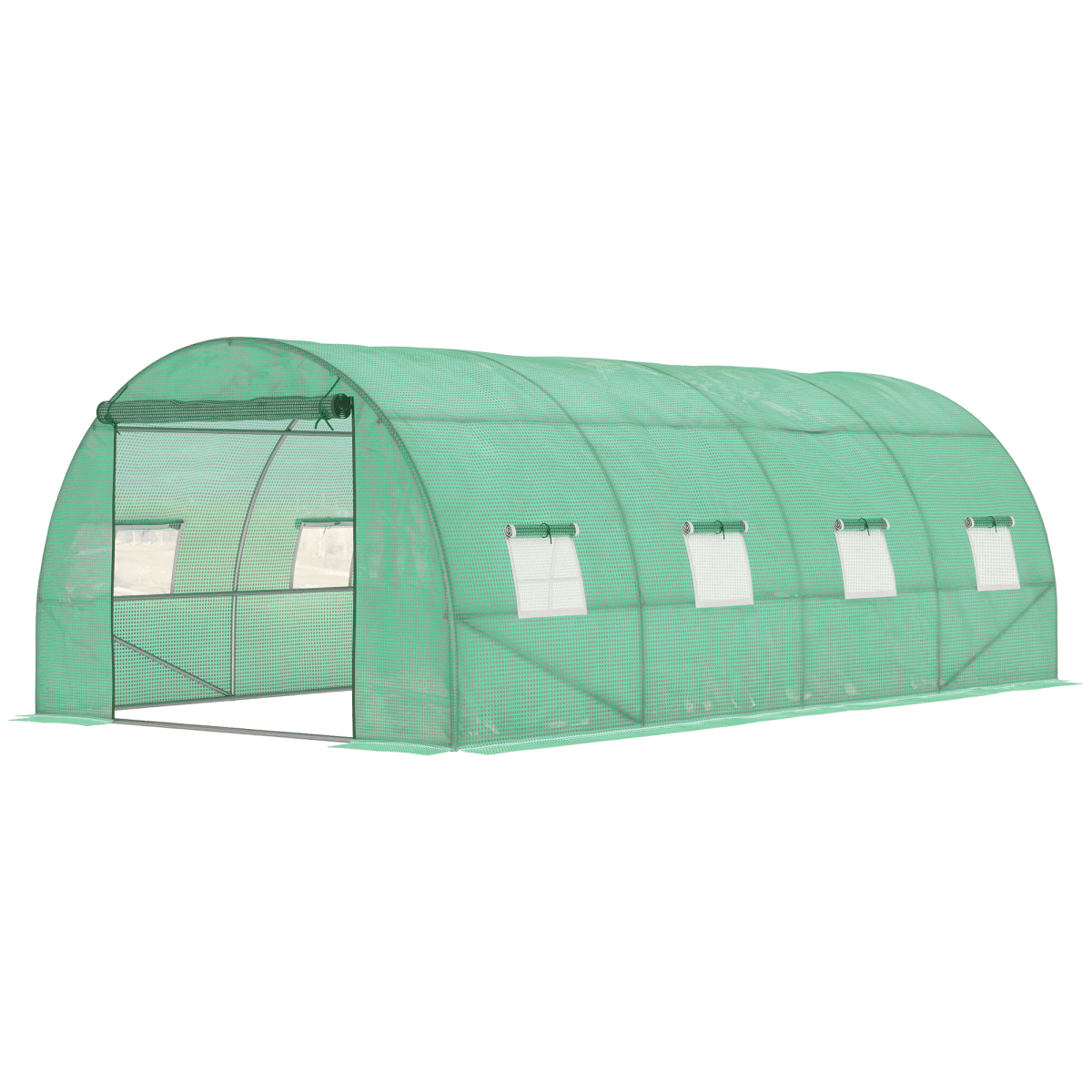 image-Polytunnel Walk-in Greenhouse with Zip Door and Windows