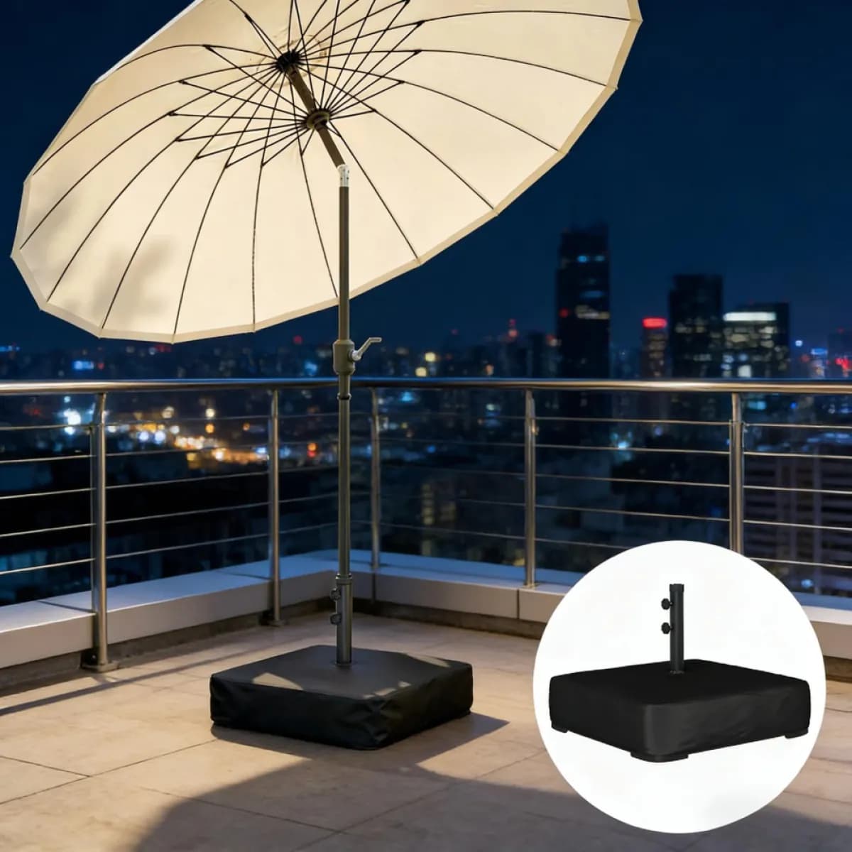 image-Outdoor Umbrella Base - Black 30.7"