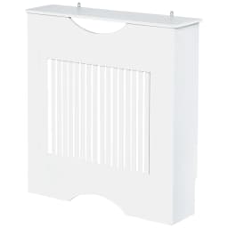 image-HOMCOM Modern Radiator Cover Heater Cabinet Slatted Worktop Painted MDF White