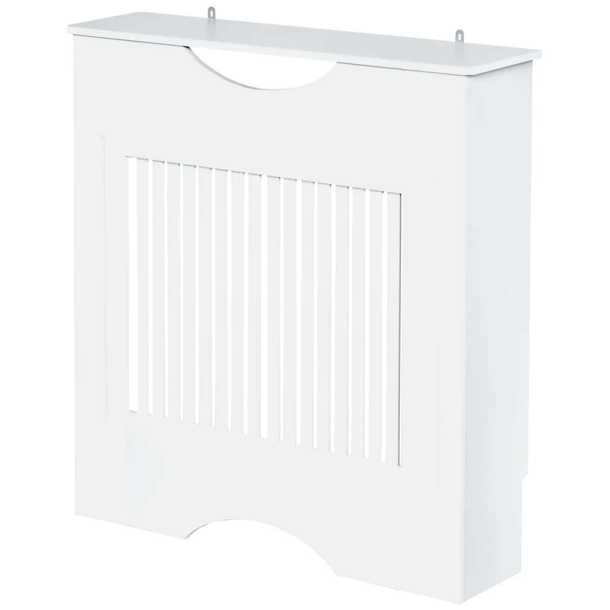 image-HOMCOM Modern Radiator Cover Heater Cabinet Slatted Worktop Painted MDF White