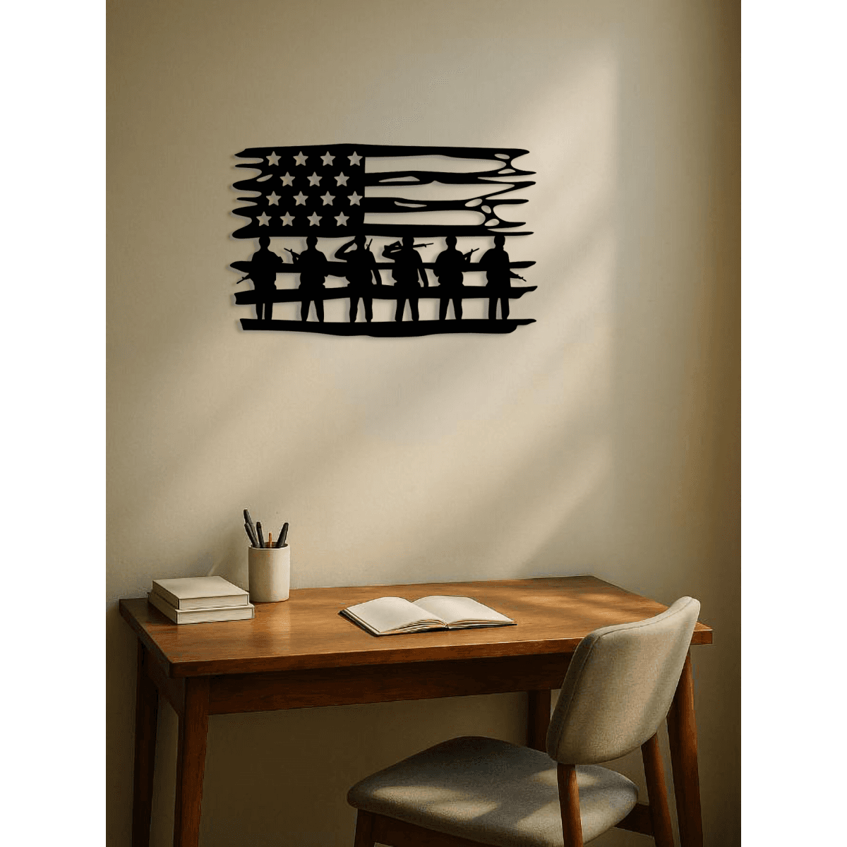image-CIFbuy Vintage American Flag Wall Art Metal Stars Stripes