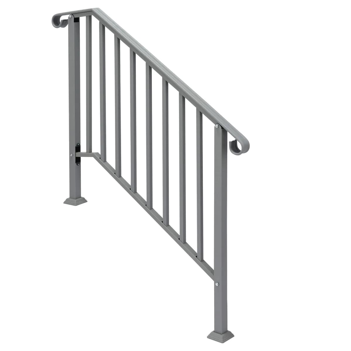 image-Silver Outdoor 3-Step Iron Handrail