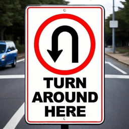 image-Vintage U-Turn Traffic Sign Metal Wall Decor - 8x12" Retro Industrial