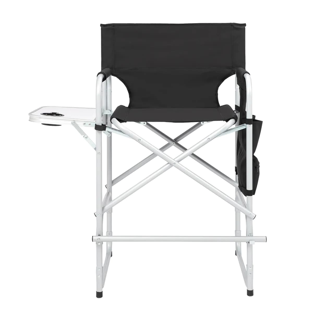 image-Round Director's Chair - Silver Iron/Black Cloth - 103x60x49cm - 120kg